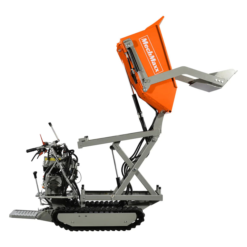 1100lbs Capacity 10HP 301cc Gas Engine Tracked Dumper Hydraulic Tipping and Lifting with Front Shovel