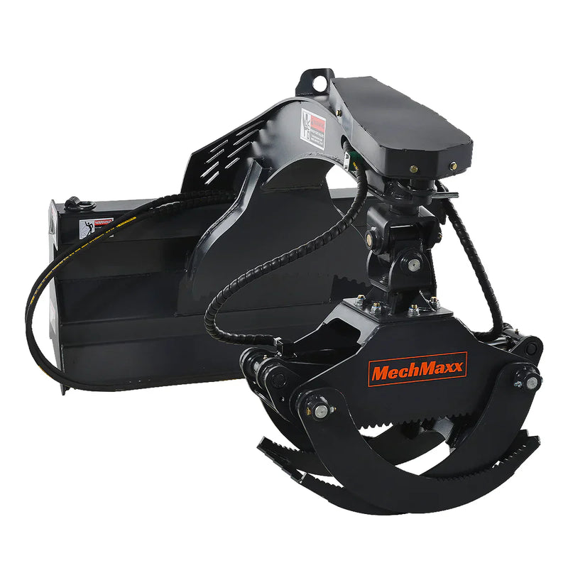 50" Skid Steer Rotary Log Grapple, 360° Rotation, 12V Solenoid Control Valve, 3000 Lbs Capacity