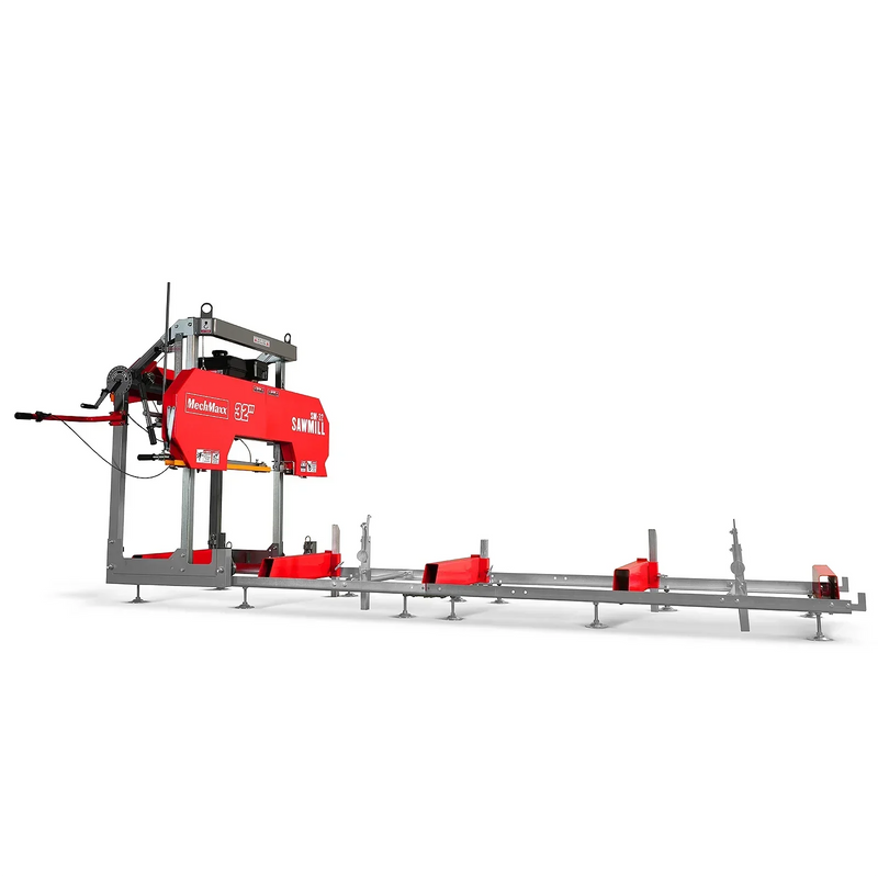 32" Portable Sawmill, 420cc 15HP Gasoline Engine, 29" Board Width, 32' Log Length, 14' Track Bed